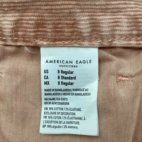 American Eagle Women's Super Stretch Corduroy Pants Size 8 Salmon Peach Pink - Picture 3 of 4